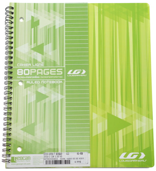 Louis Garneau spiral-bound, lined notebook
