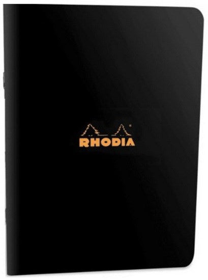 Stapled Rhodia Notebook-Lined - BLACK - 210 X 297 MILLIMETERS