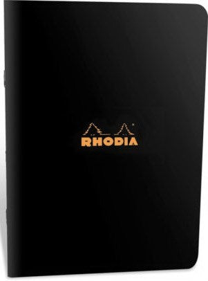 Stapled Rhodia Notebook-Lined - BLACK - 148 X 210 MILLIMETERS