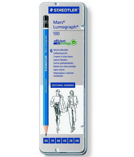 Ens. 6 crayons à mines Mars Lumograph Black