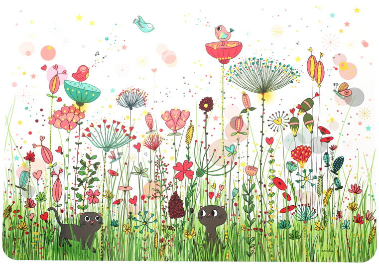 Napperon Champ de fleurs avec chats