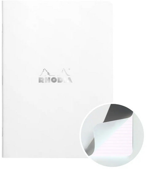 Stapled Rhodia Notebook-Lined - WHITE - 148 X 210 MILLIMETERS