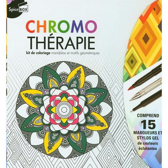 Chromo thérapie : Kit de coloriage mandalas et motifs géométriqu