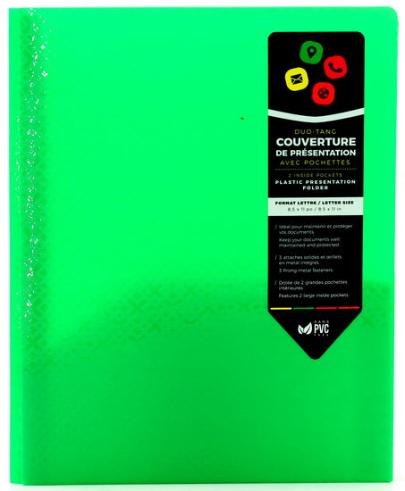 Relief Folder With Prongs 2 Pockets - Green Textured