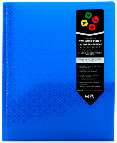 Relief Folder With Prongs 2 Pockets - Blue Textured