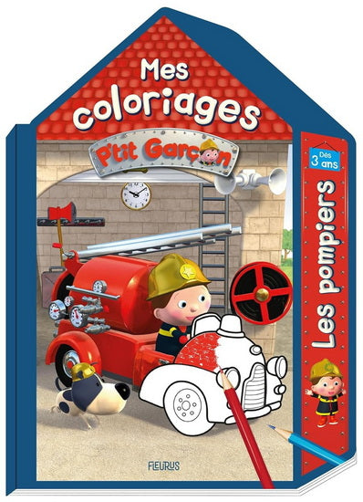 La Caserne des pompiers : coloriage maison P'tit garçon
