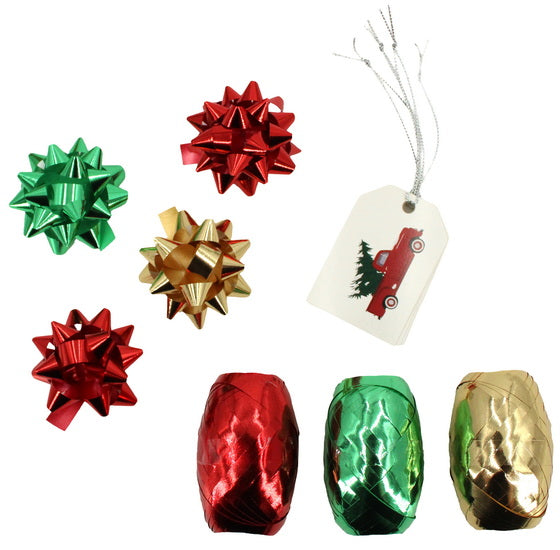 Ens. Rubans, choux et étiquettes Noël