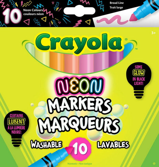 Marqueurs lavables trait large neon (10)