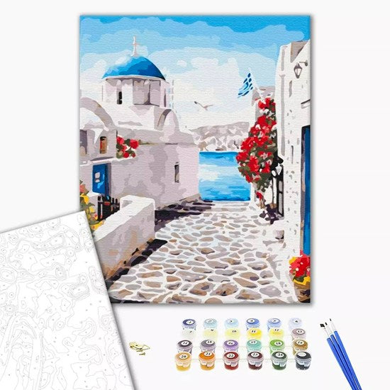 Paint by Number Street in Santorini