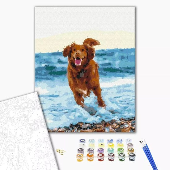 Kit peinture à numéros - « chien dans la mer »
