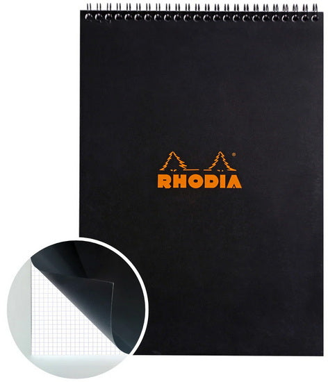 Rhodia Spiral Notepad-Graph - BLACK - 210 X 297 MILLIMETERS
