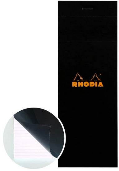Rhodia Notepad-Lined - BLACK - 74 X 210 MILLIMETERS