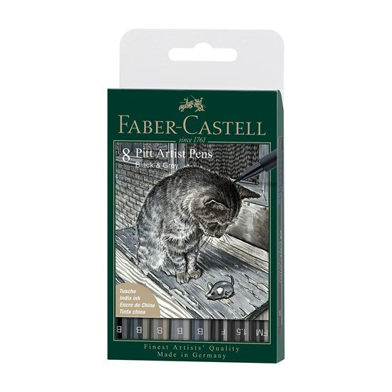Set of 8 pitt black and grayscale markers