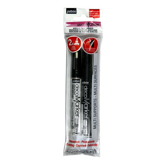 Pk 2 acrylic markers - 1.2mm - black & white