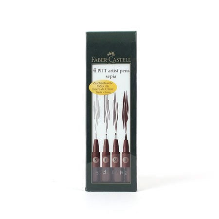 Set of 4 pitt sepia markers tips s, f, m, b