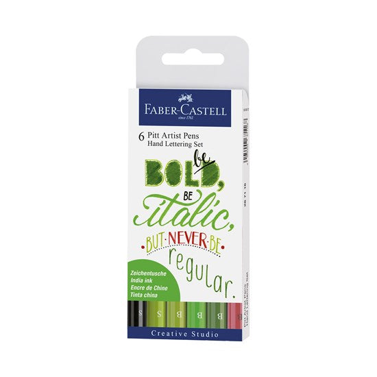 Set of 6 pitt lettering markers green tones