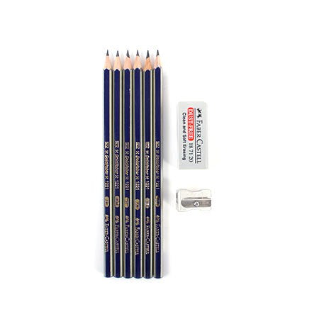 Set of 6 sketch graphite pencils