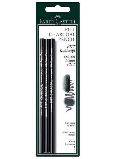 Ens. 3 crayons fusain pitt noir