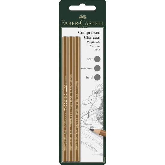 Set of 3 pitt dry charcoal pencils black