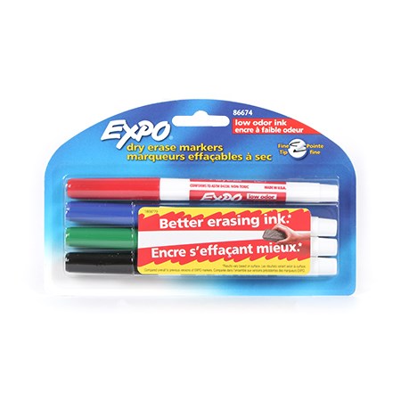 Ens. 4 marqueurs effaçables à sec faible odeur