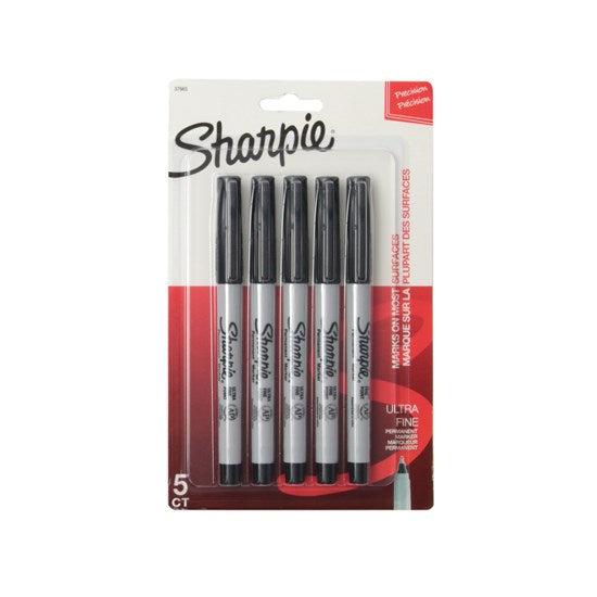Set of 5 Sharpie Ultra Fine Tip Permanent Markers Black