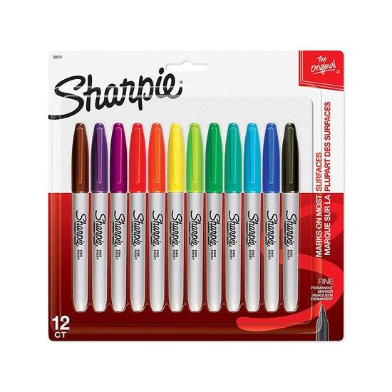Ens. 12 marqueurs permanents sharpie pointe fine