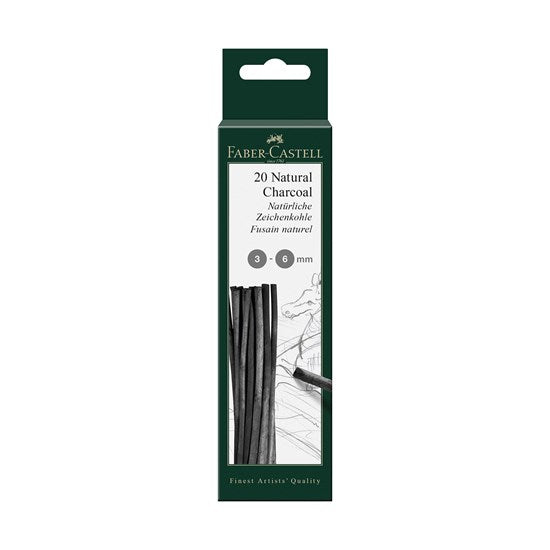 Set of 20 pitt charcoal sticks 3-6mm black