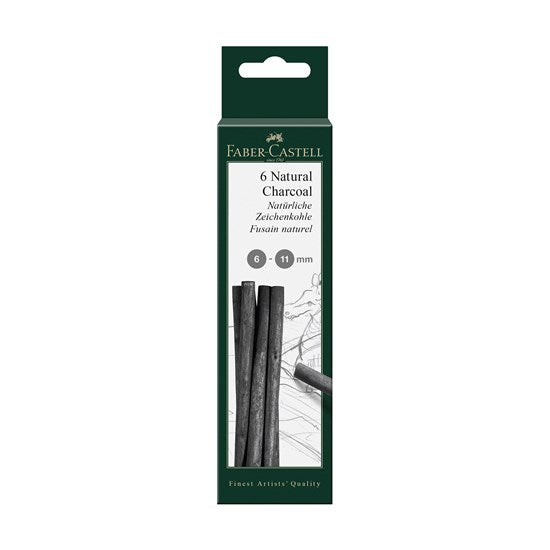 Set of 12 pitt charcoal sticks 6-11mm black