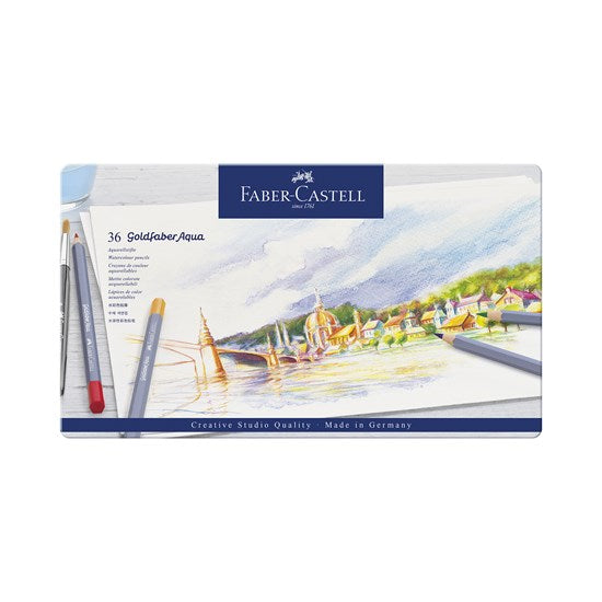 Ens. 36 crayons aquarellables goldfaber aqua boîte métal