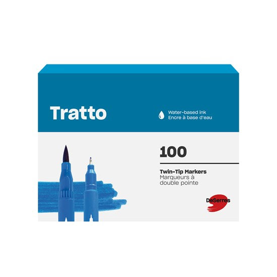 Tratto Double-Tip Markers - Assorted Colours, 100 Pieces