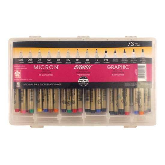 Set of 73 markers pigma assorted colors