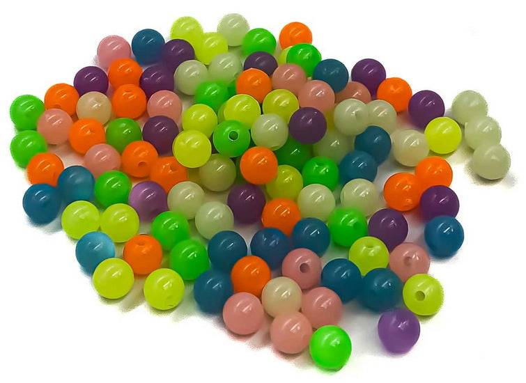 Pqt 150 perles pony multicolores phosphorescentes