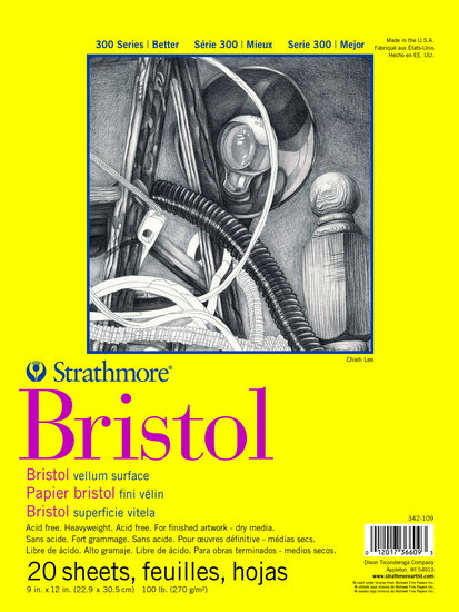Bloc papier bristol - velin - 9x12po (20f)