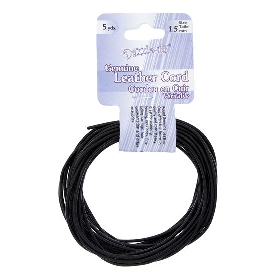 Cordon de cuir 1,5 mm - noir millimeter