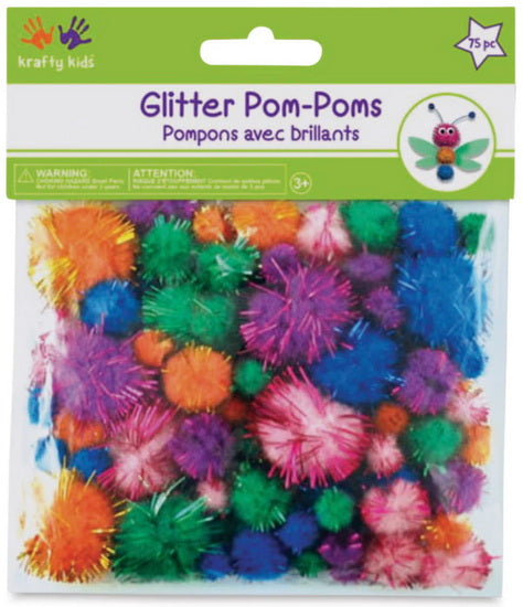 75 Glitter pompoms - glam