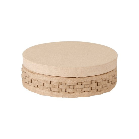Ens. 2 boîtes tressées en papier mâché - ronde