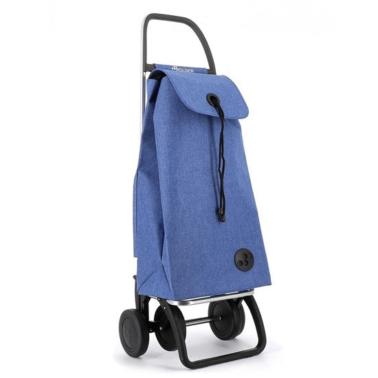Chariot 4 roues tweed bleu