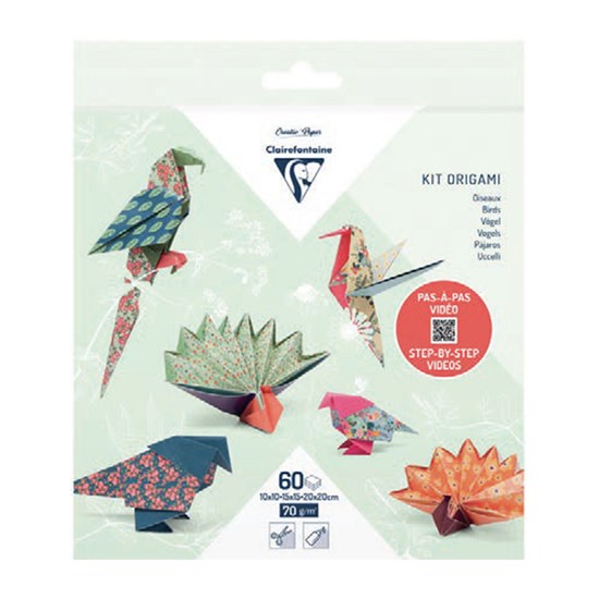 Kit d'origami 60 feuilles - oiseaux