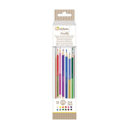 Ens. 12 crayons de couleur à double pointe