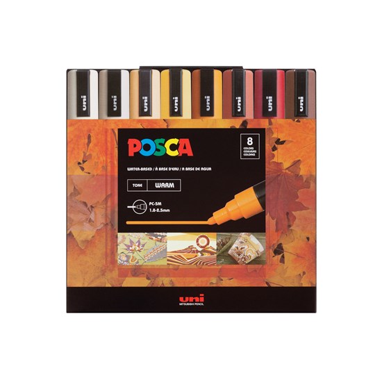 Set of 8 Posca Marker Pc-5M Warm Tones
