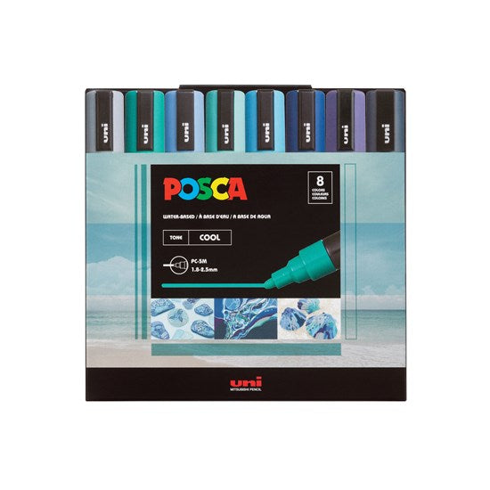 Set of 8 Posca Marker Pc-5M Cool Tones