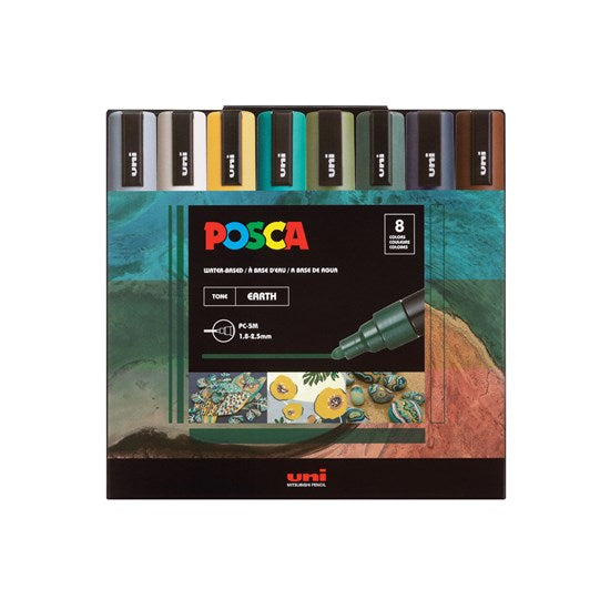 Set of 8 Posca Marker Pc-5M Earth Tones