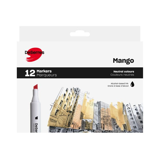 Set of 12 Chisel-Tip Mango Markers —Neutral Colours