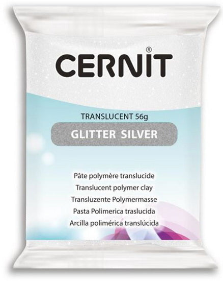 Pâte à modeler polymère translucent - finition translucide - glitter argent -