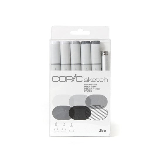 Set of 6 Copic Sketch Markers Greys