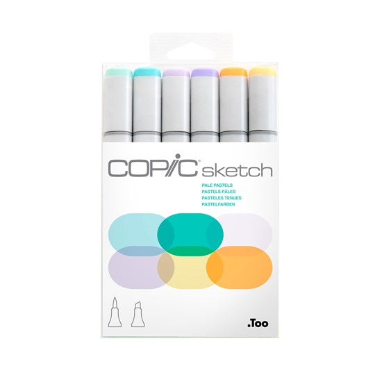 Set of 6 Copic Sketch Markers Pastels