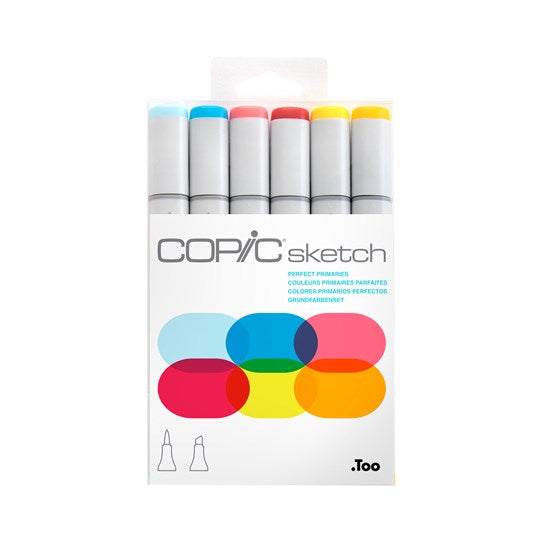 Ens. 6 marqueurs copic sketch couleurs primaires