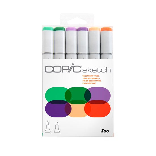 Set of 6 Copic Sketch Markers Secondary Tones