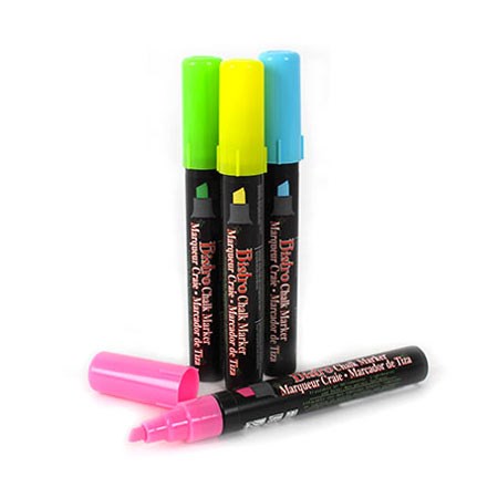 Set. 4 chalk markers - bistro - chisel - fluo