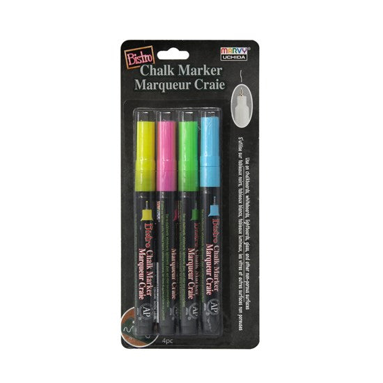 Set. 4 chalk markers - bistro - extra fine - fluo a